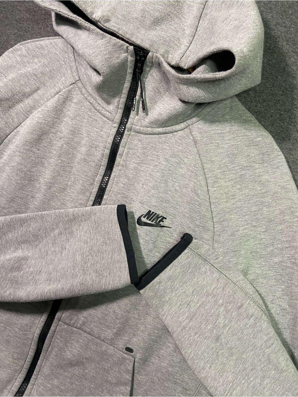 Nike Tech Fleece Full Zip Hoodie Jacket Mens Large Grey Black 928484-063⁠